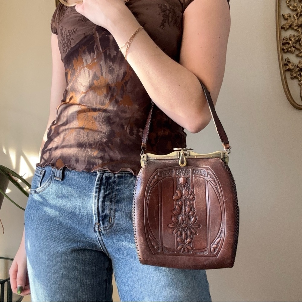 Antique Nocona Leather Handbag - Picture 9 of 10